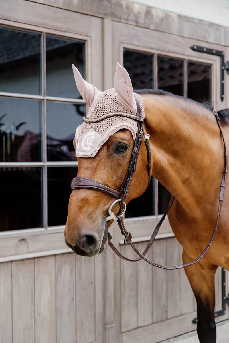 Kentucky Wellington Fly Veil with 3D Logo Rope in Old Rose-1