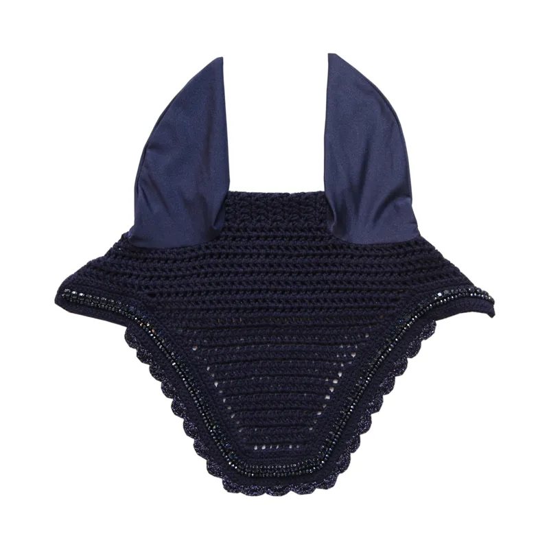 Kentucky Wellington Fly Veil with Stone and Pearls in Dark Navy