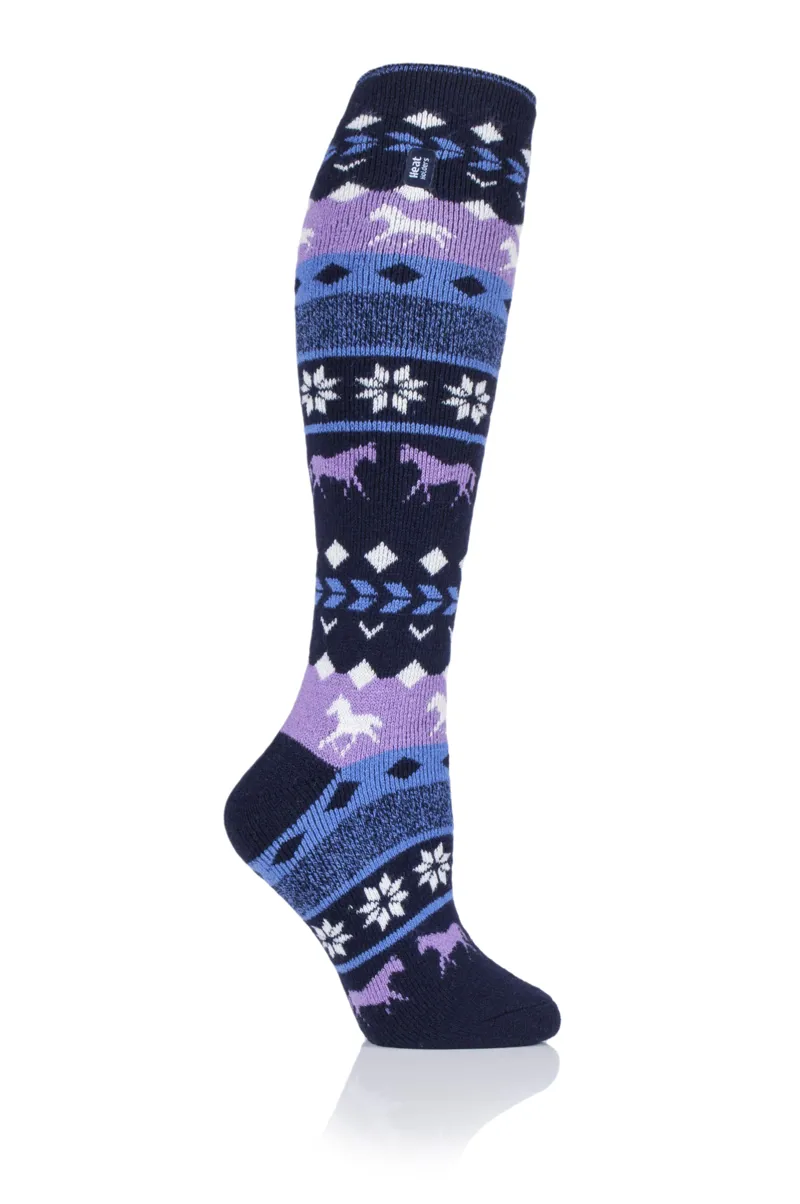 Heat Holders Aintree Horse Fairisle Socks in Navy