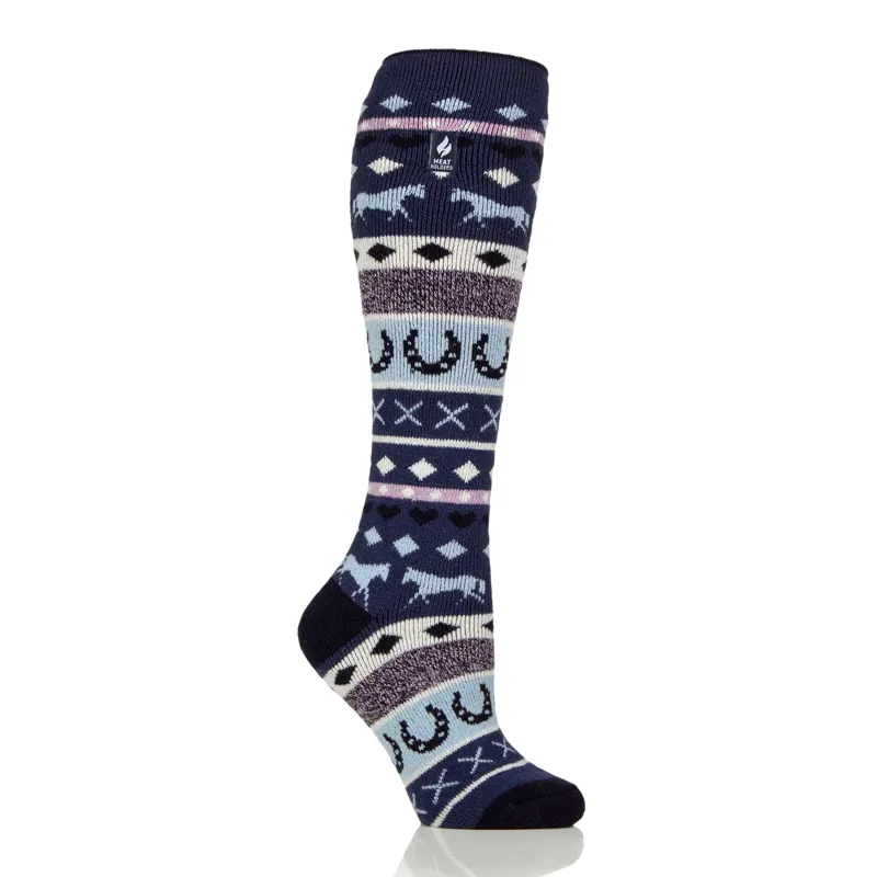 Heat Holders Portree Fairisle Long Socks in Blue