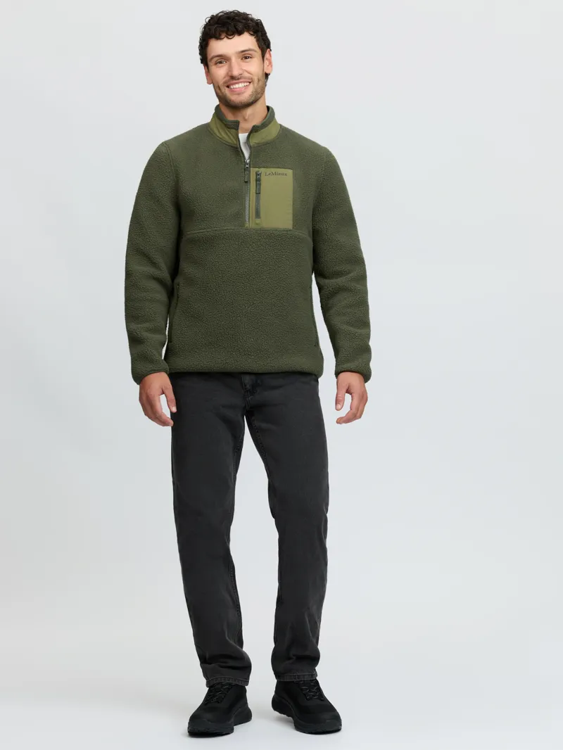 LeMieux Borg Half Zip Sweatshirt Mens in Olive-7