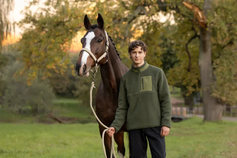 LeMieux Borg Half Zip Sweatshirt Mens in Olive-6