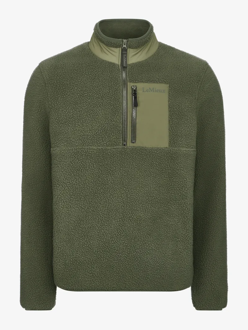LeMieux Borg Half Zip Sweatshirt Mens in Olive-3