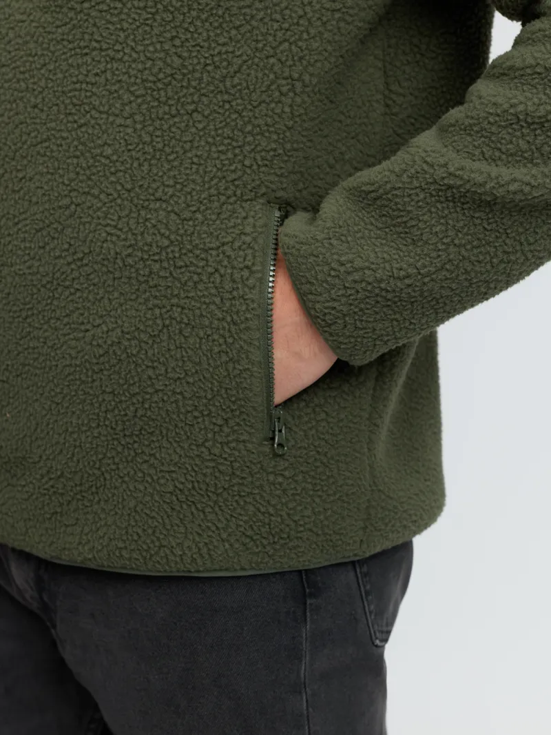 LeMieux Borg Half Zip Sweatshirt Mens in Olive-5