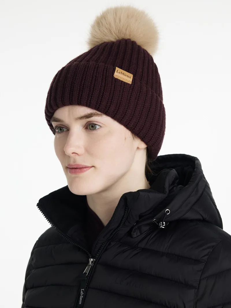 LeMieux Clara Rib Beanie in Damson-1