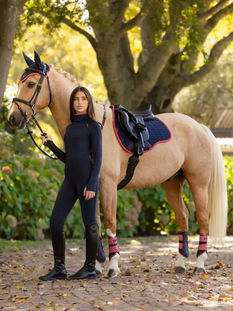 LeMieux Classic Suede GP Square in Navy and Cranberry-3