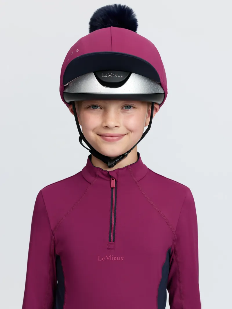 LeMieux Classique Pom Hat Silk in Blackberry-2
