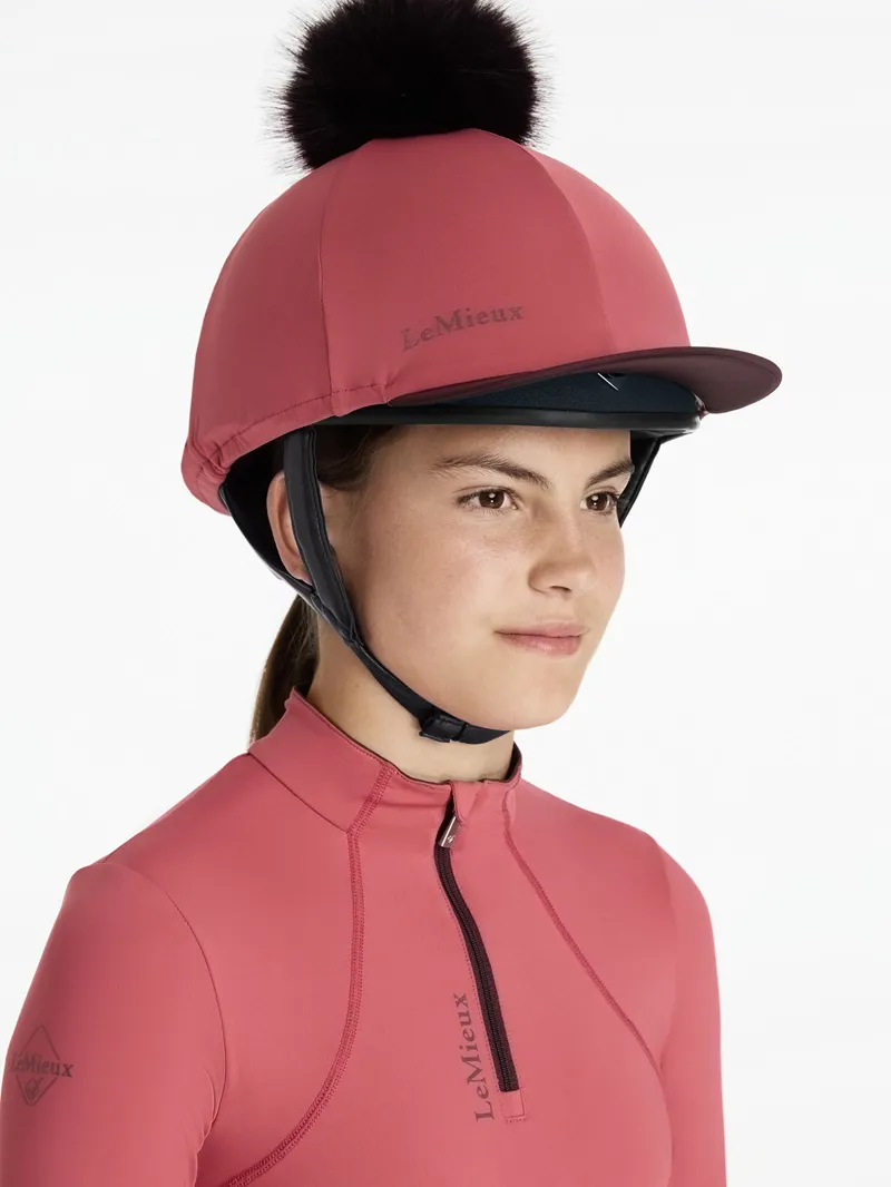 LeMieux Classique Pom Hat Silk in Cranberry-1