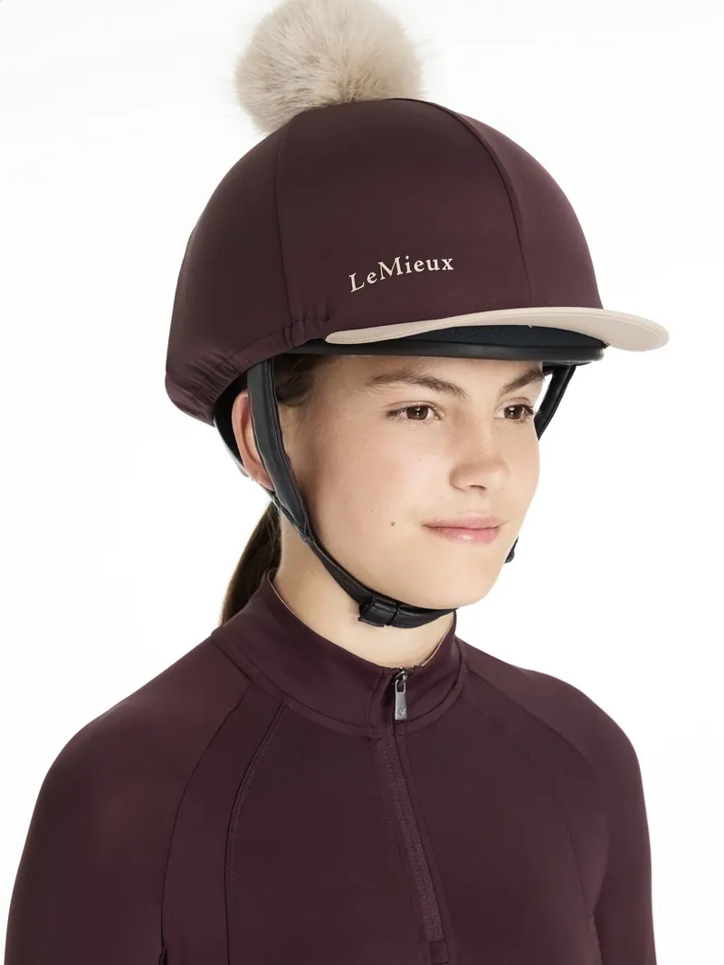 LeMieux Classique Pom Hat Silk in Damson-1