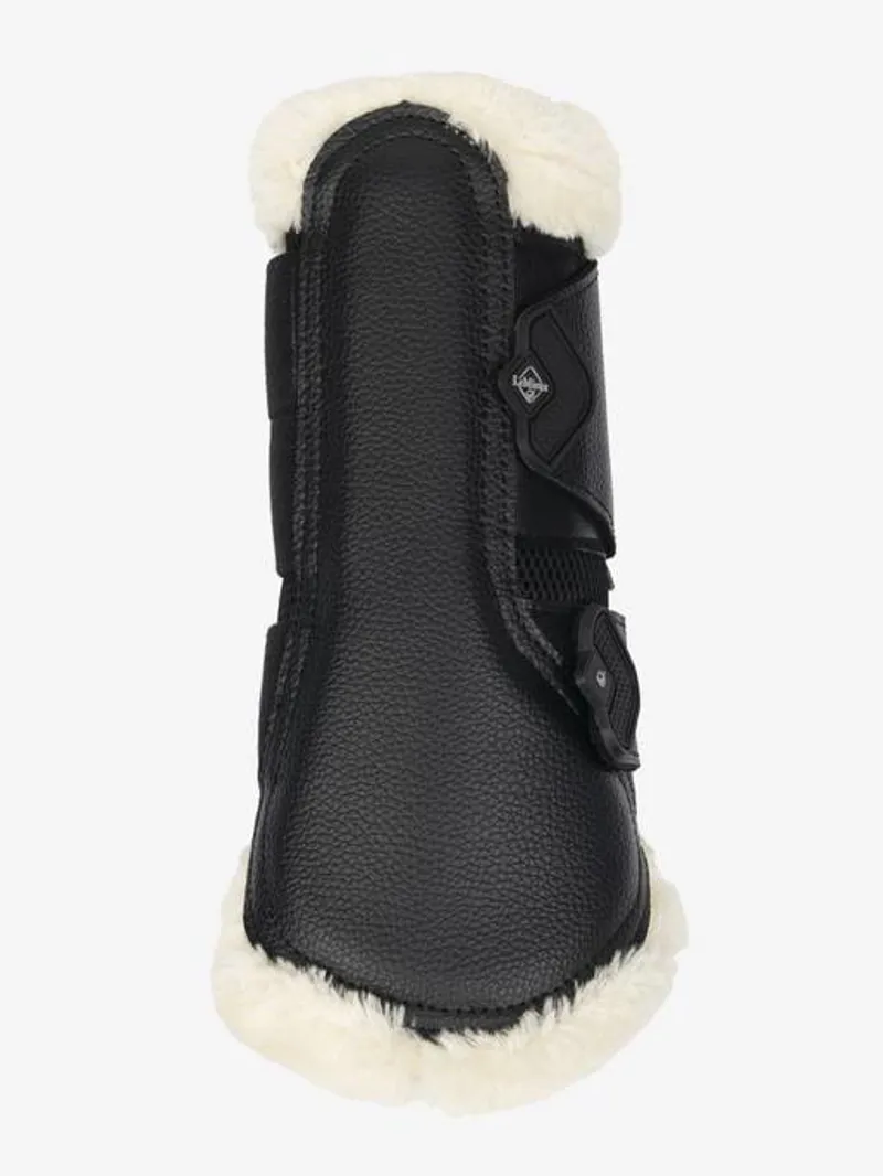 LeMieux Fleece Edged Mesh Brushing Boots in Black and Natural-1