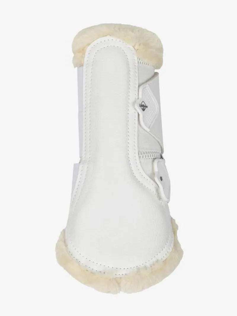 LeMieux Fleece Edged Mesh Brushing Boots in White and Natural-1