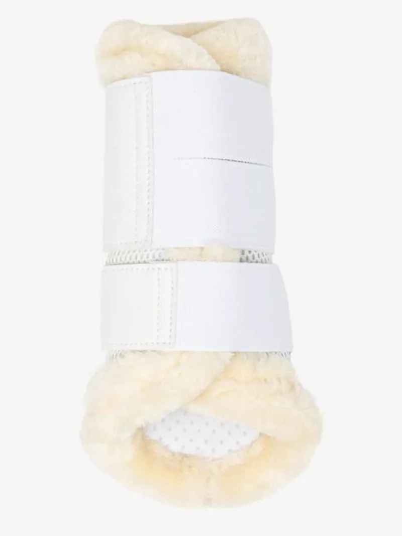 LeMieux Fleece Edged Mesh Brushing Boots in White and Natural-2