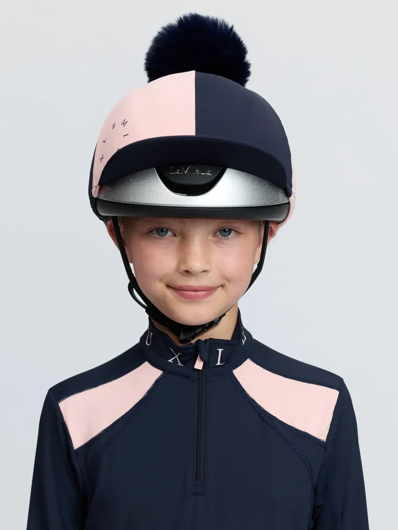 LeMieux Harlequin Hat Silk in Navy and Petal-1