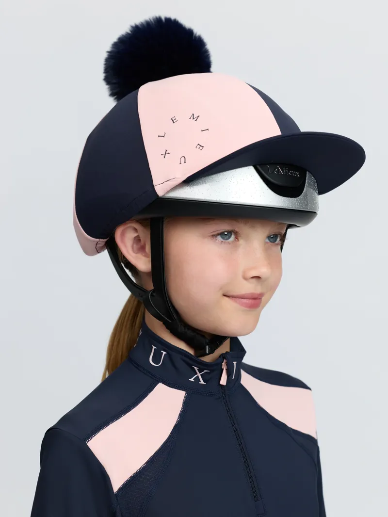 LeMieux Harlequin Hat Silk in Navy and Petal-3