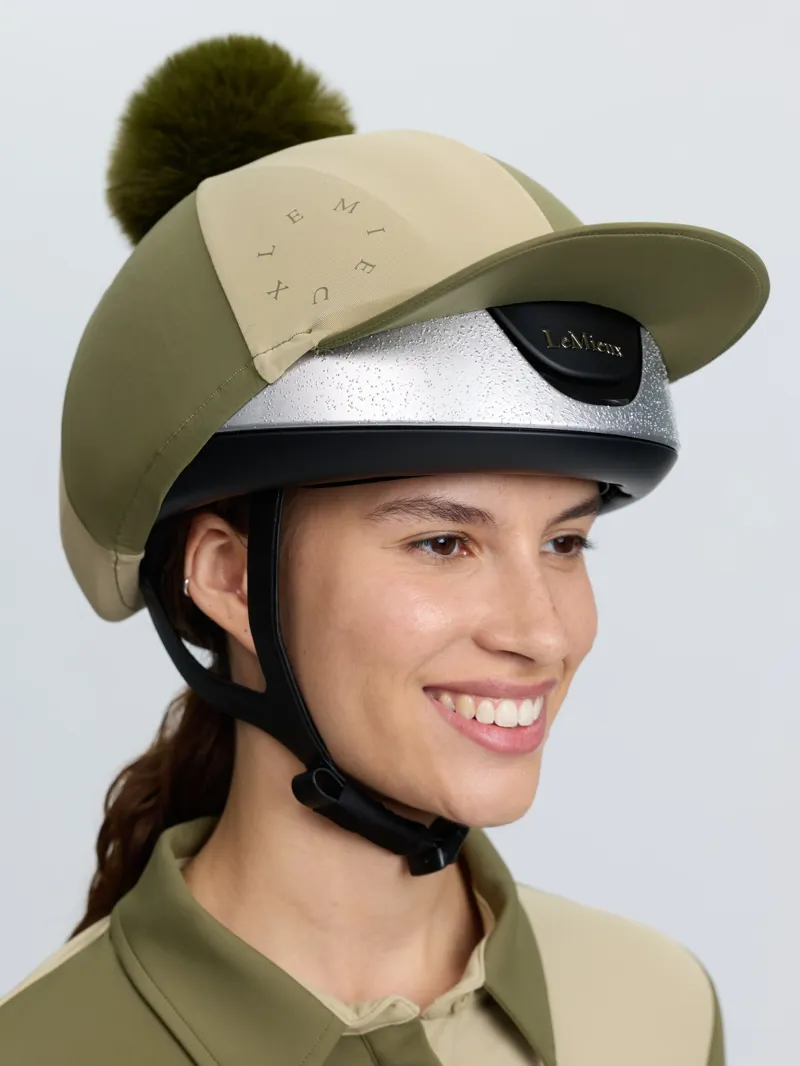 LeMieux Harlequin Hat Silk in Willow and Pear-1