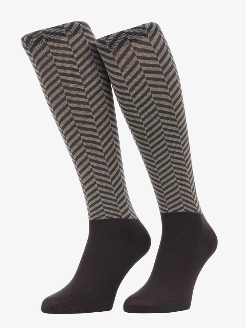 LeMieux Heritage Footsie Socks Herringbone in Cocoa