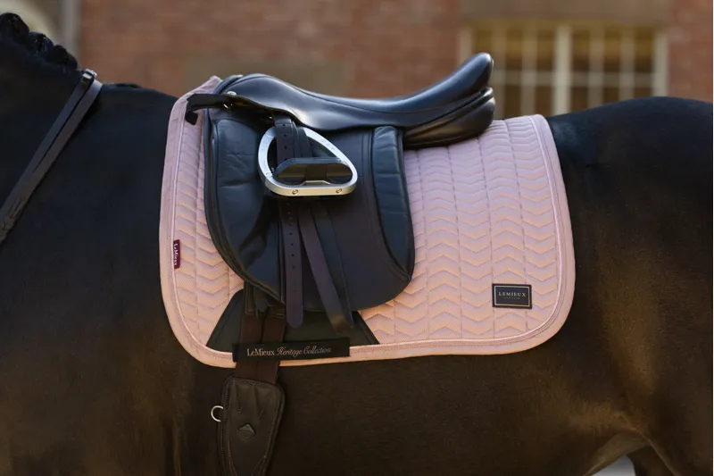 LeMieux Heritage Herringbone Dressage Square in Wild Rose-2