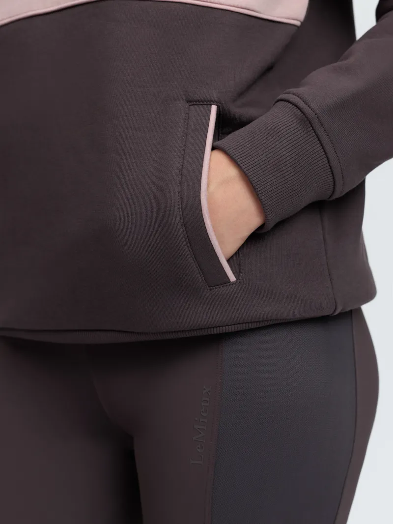 LeMieux Heritage Quarter Zip Sweat Ladies in Cocoa-3