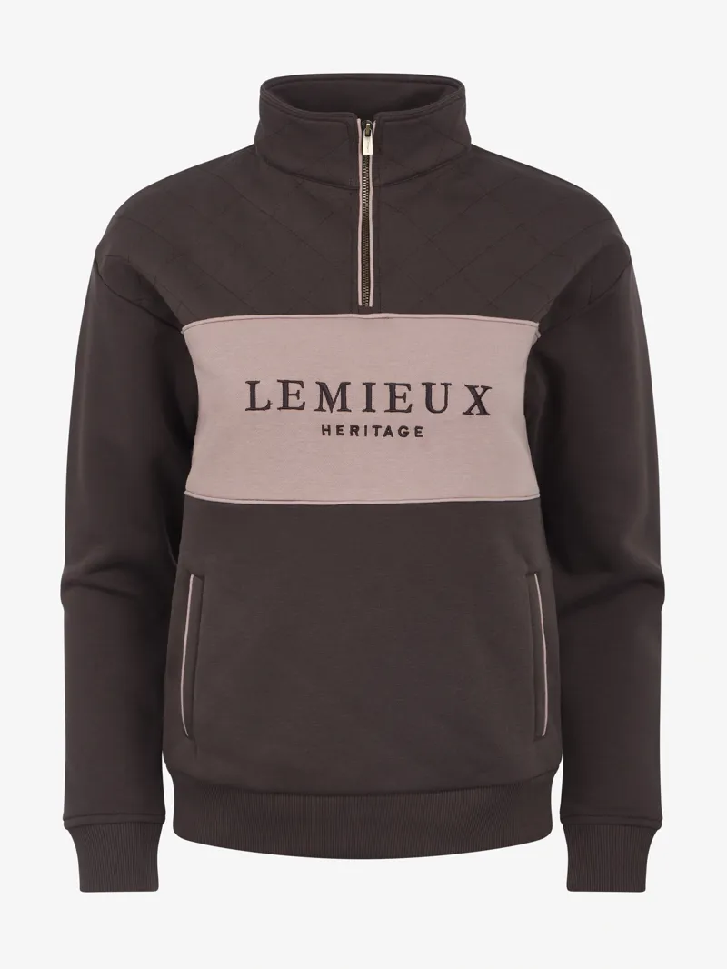 LeMieux Heritage Quarter Zip Sweat Ladies in Cocoa-2