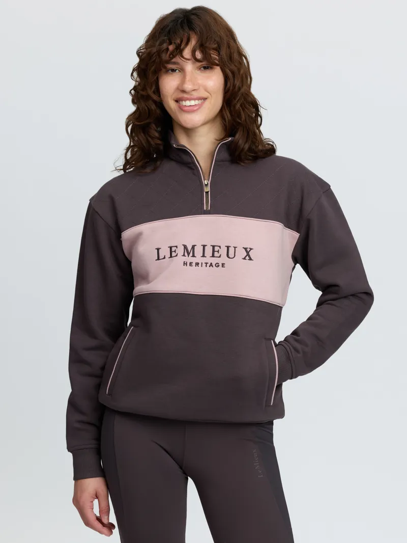 LeMieux Heritage Quarter Zip Sweat Ladies in Cocoa