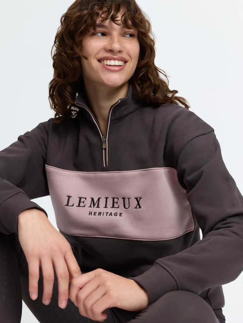LeMieux Heritage Quarter Zip Sweat Ladies in Cocoa-4