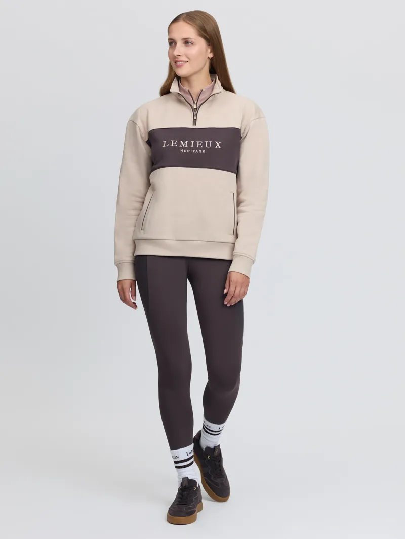 LeMieux Heritage Quarter Zip Sweat Ladies in Stone-4