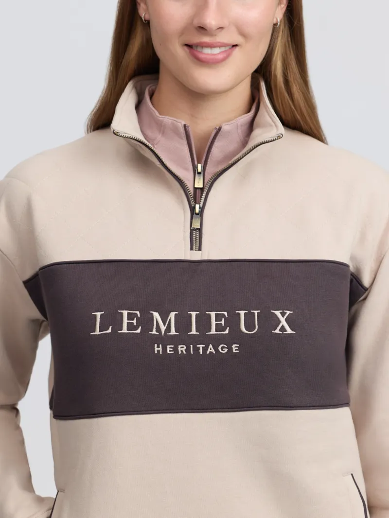LeMieux Heritage Quarter Zip Sweat Ladies in Stone-5