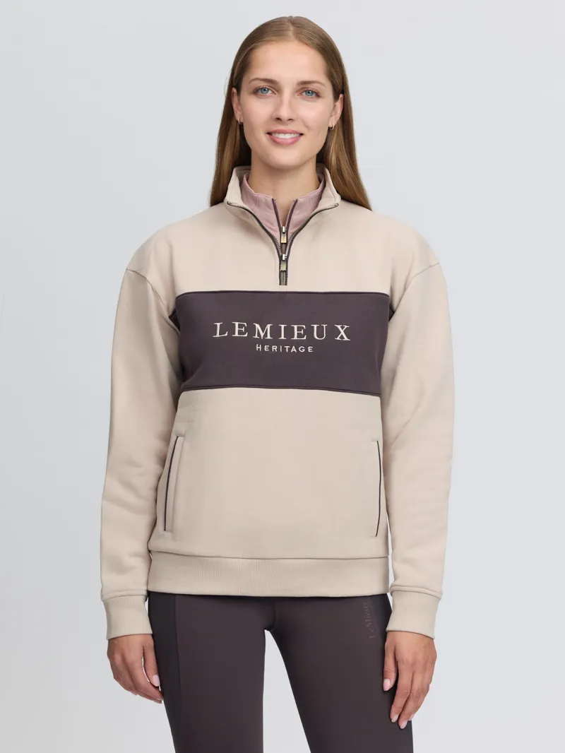 LeMieux Heritage Quarter Zip Sweat Ladies in Stone