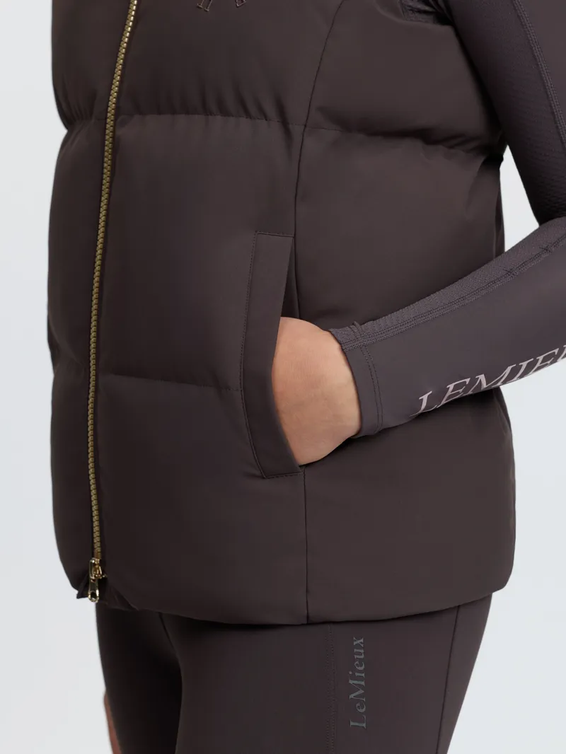 LeMieux Joey Young Rider Hooded Gilet in Cocoa-1