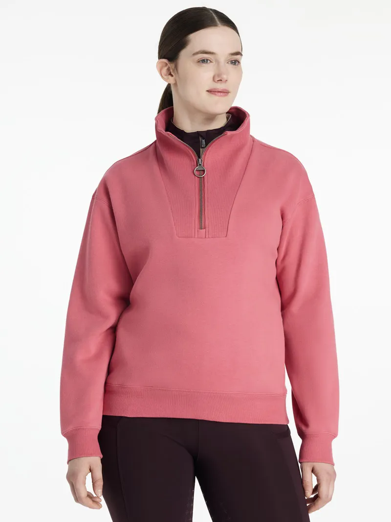 LeMieux Kiera Quarter Zip Sweatshirt Ladies in Cranberry