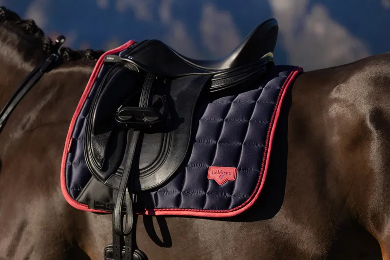 LeMieux Loire Classic Dressage Square in Navy and Cranberry-1