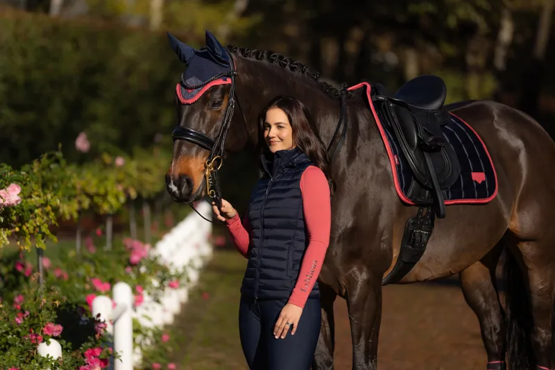 LeMieux Loire Classic Dressage Square in Navy and Cranberry-4