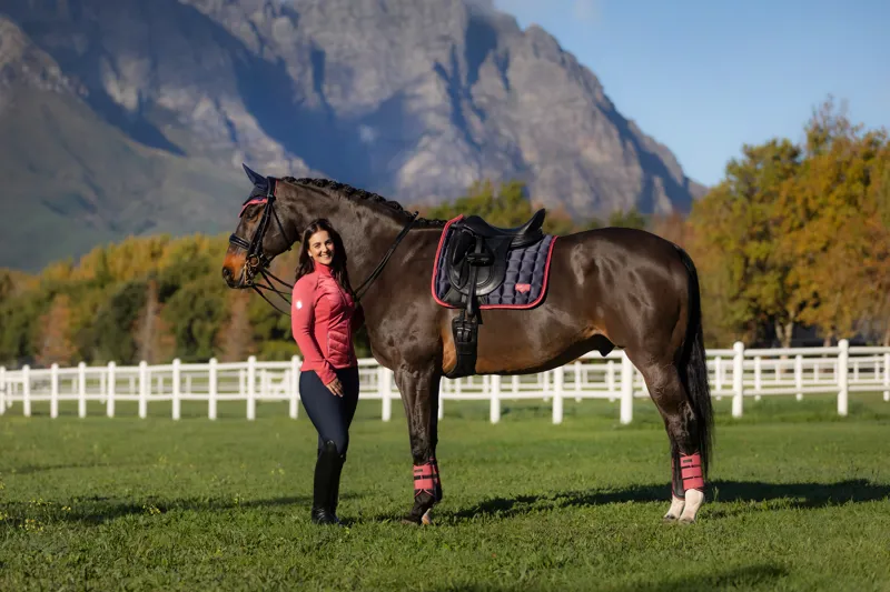 LeMieux Loire Classic Dressage Square in Navy and Cranberry-3