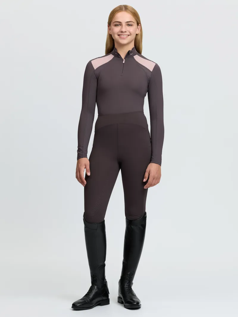 LeMieux Mia Mesh Base Layer Young Rider in Cocoa-1