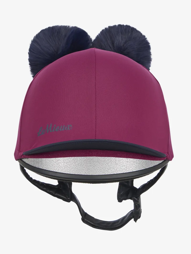 LeMieux Mini Double Pom Hat Silk in Blackberry-1