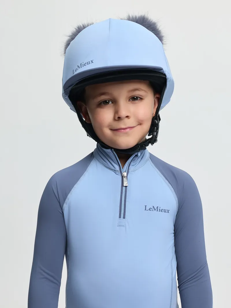 LeMieux Mini Double Pom Hat Silk in Powder Blue