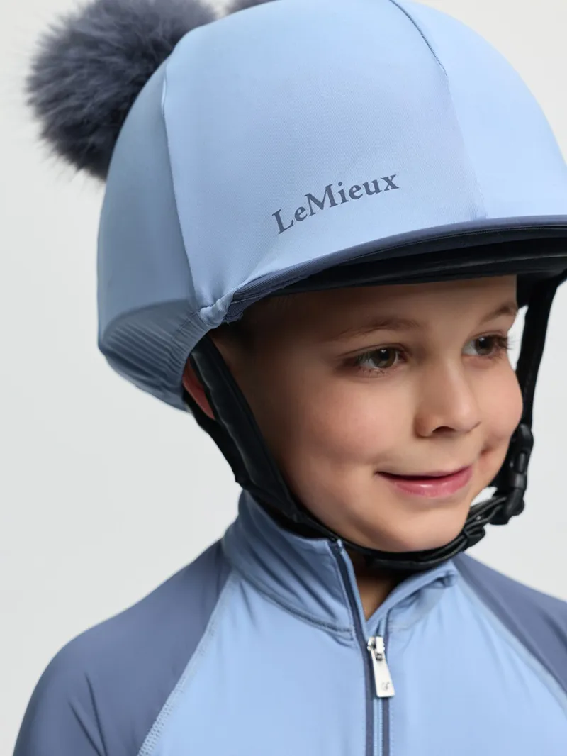 LeMieux Mini Double Pom Hat Silk in Powder Blue-1