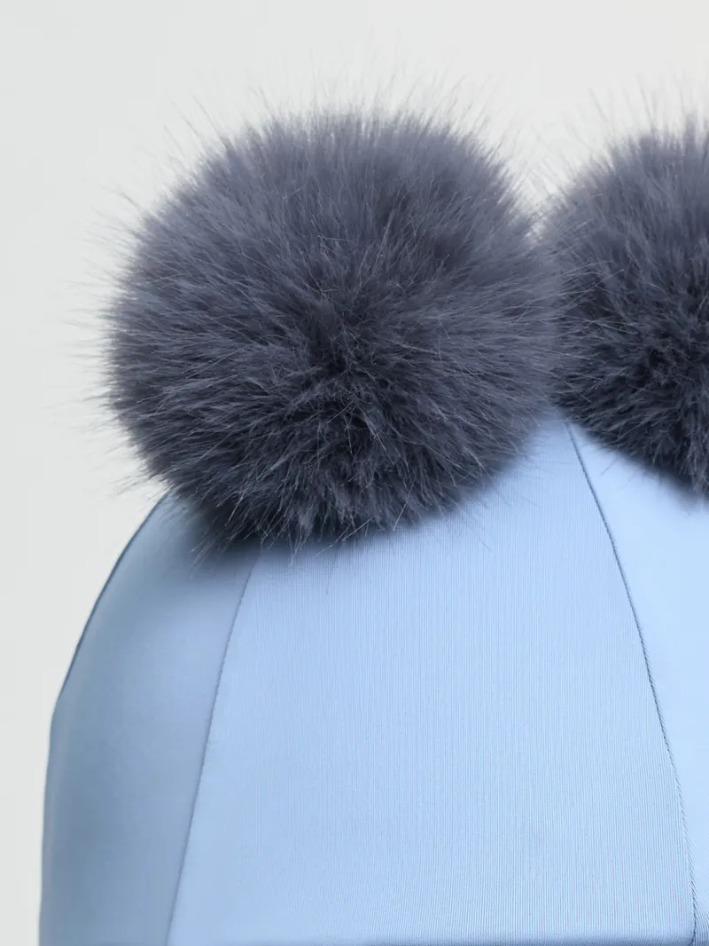 LeMieux Mini Double Pom Hat Silk in Powder Blue-2