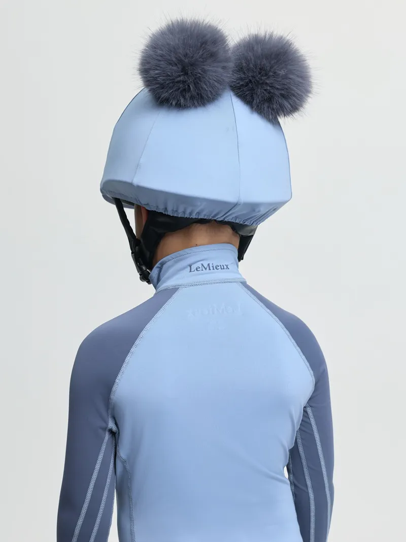 LeMieux Mini Double Pom Hat Silk in Powder Blue-4