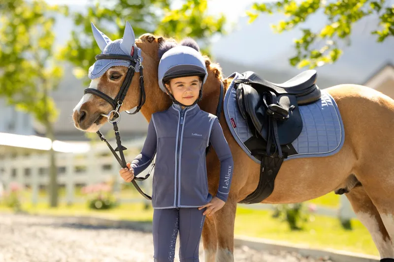 LeMieux Mini Suede Close Contact Square in Powder Blue-2