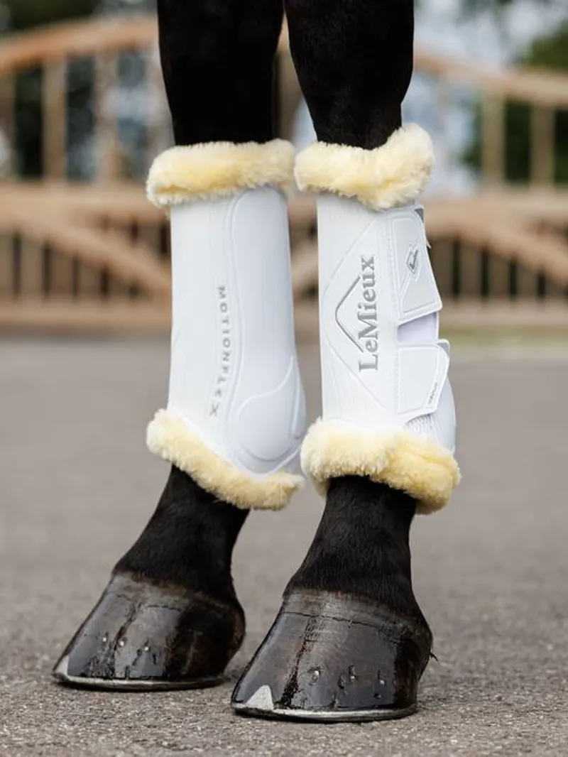 LeMieux Motionflex Dressage Boot with Fleece Edge in White-2