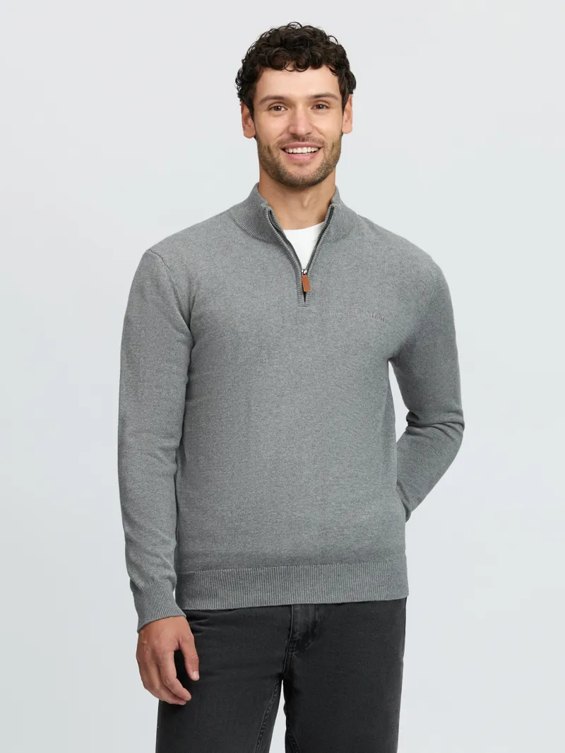 LeMieux Quarter Zip Knit Mens in Grey