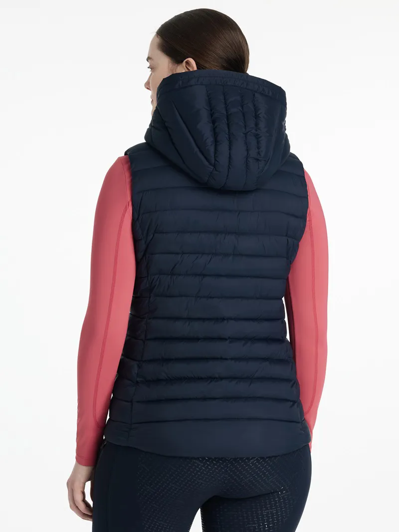 LeMieux Rose Hooded Puffer Gilet Ladies in Navy-2