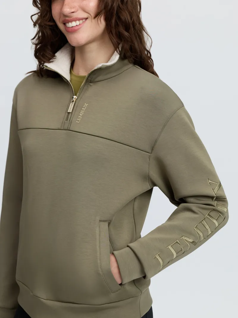 LeMieux Scarlet Quarter Zip Sweat Ladies in Willow Green-3