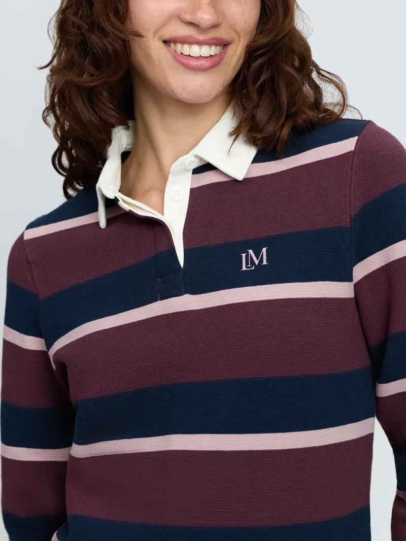 LeMieux Sloane Stripe Rugby Shirt Ladies in Bramble-3