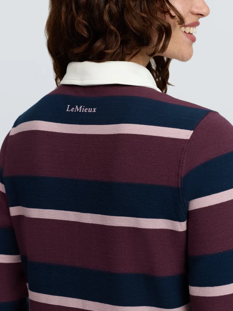 LeMieux Sloane Stripe Rugby Shirt Ladies in Bramble-5