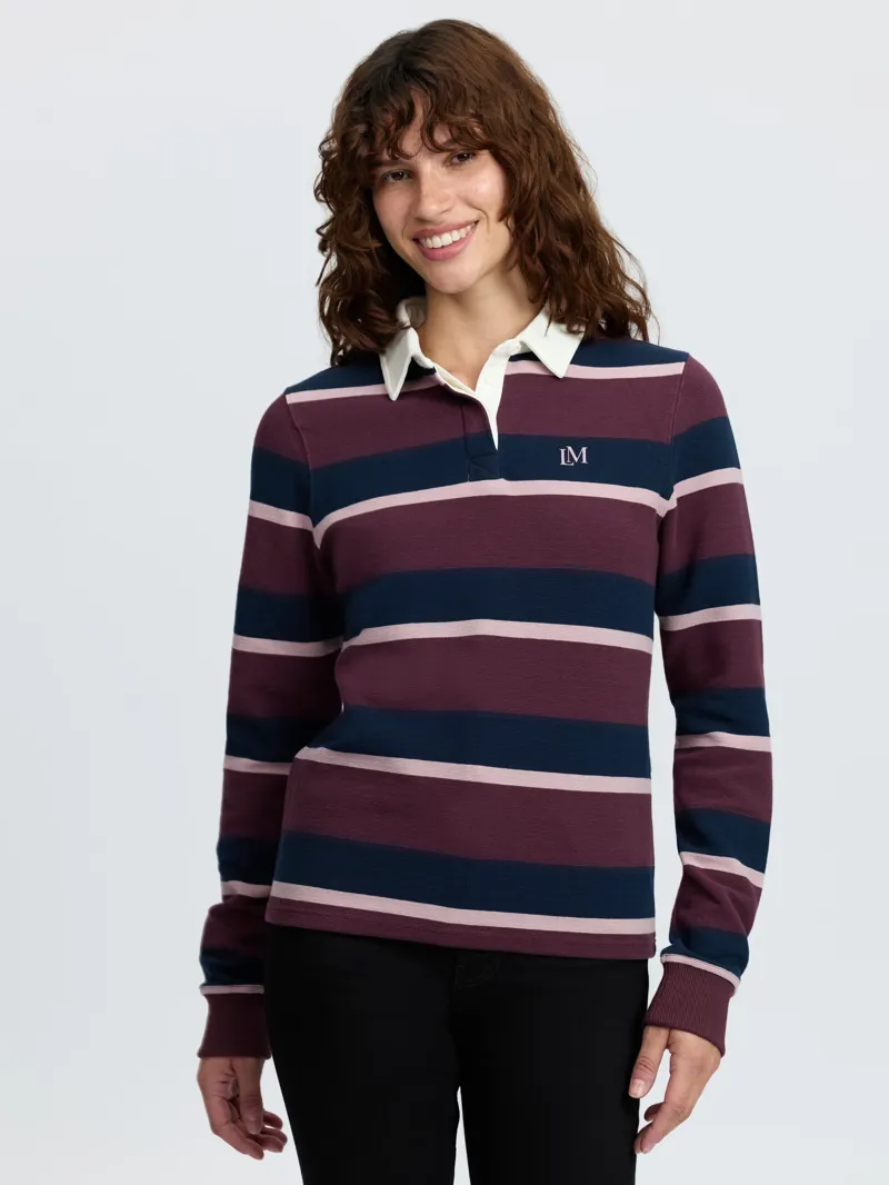 LeMieux Sloane Stripe Rugby Shirt Ladies in Bramble