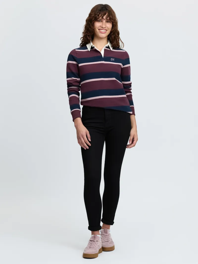 LeMieux Sloane Stripe Rugby Shirt Ladies in Bramble-2