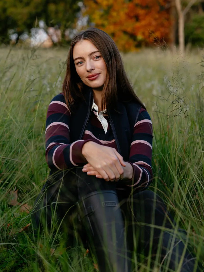 LeMieux Sloane Stripe Rugby Shirt Ladies in Bramble-7