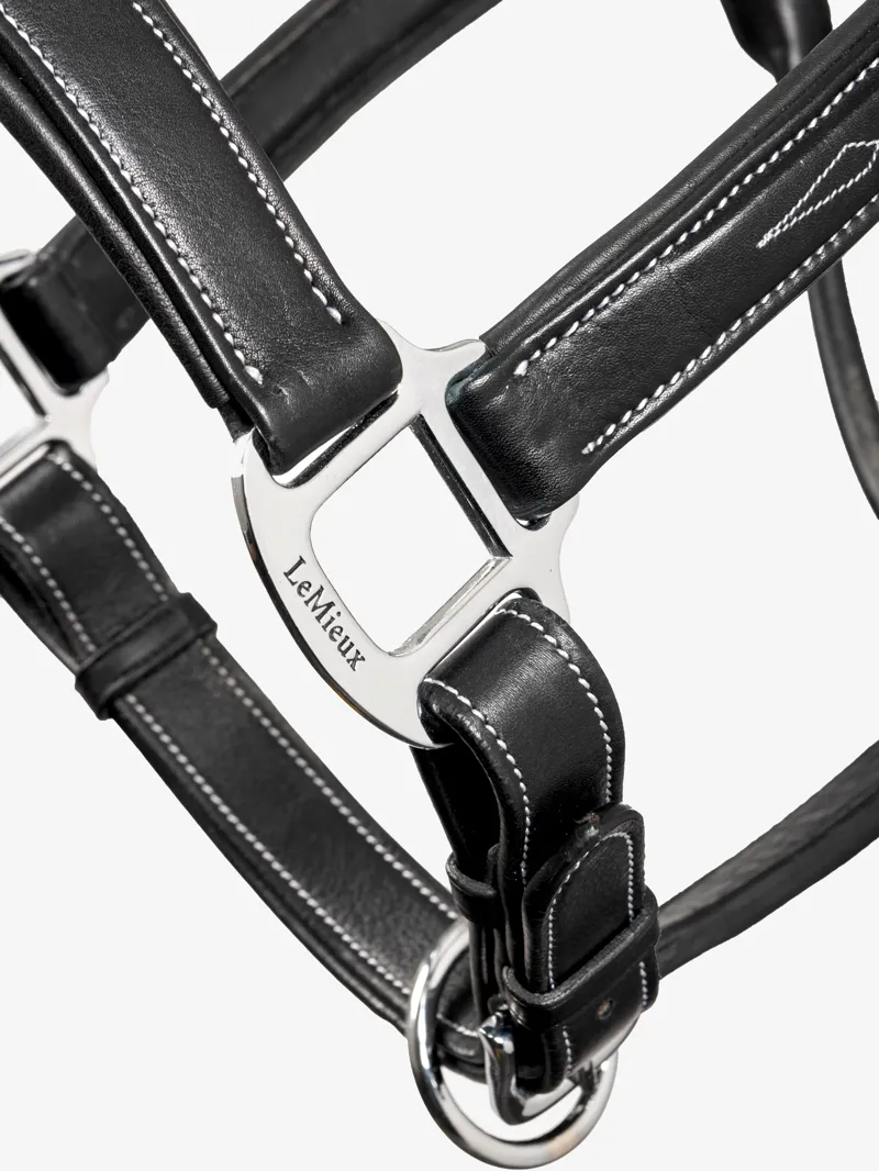 LeMieux Stitched Leather Headcollar in Black-1